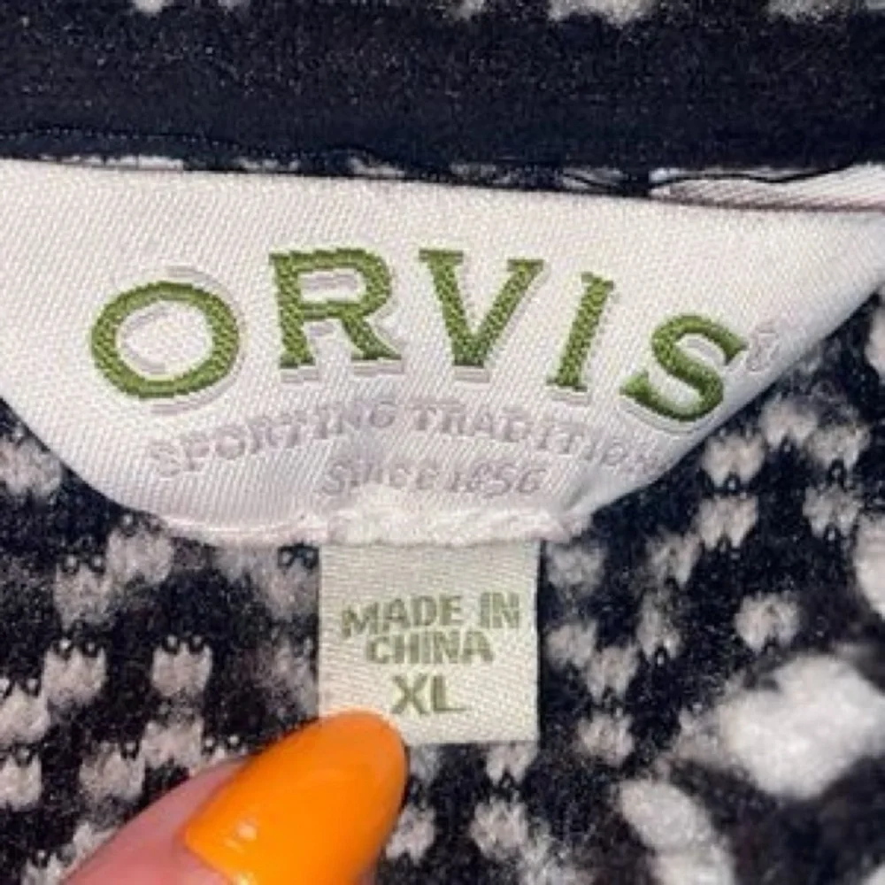 Orvis Sherpa Fleece Button Up Jacket Toggle Trim Pockets, sz XL - Picture 9 of 13
